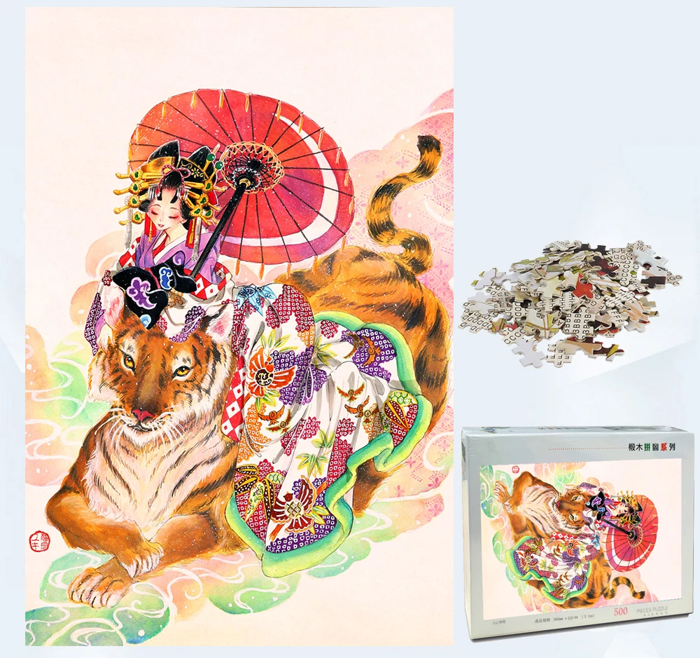 MOMEMO Тигр и девочка деревянные головоломки 1000 шт. цвет взрослый китайский стиль головоломка интеллект вызов головоломки игрушки подарки