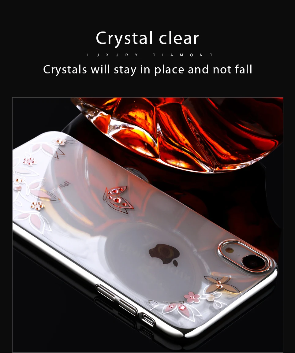 KINGXBAR for iPhone Xs Max Flower Case for iPhone Xs Case Thin Transparent for iPhone Xs Max Cover Luxury Crystal from Swarovski (10)