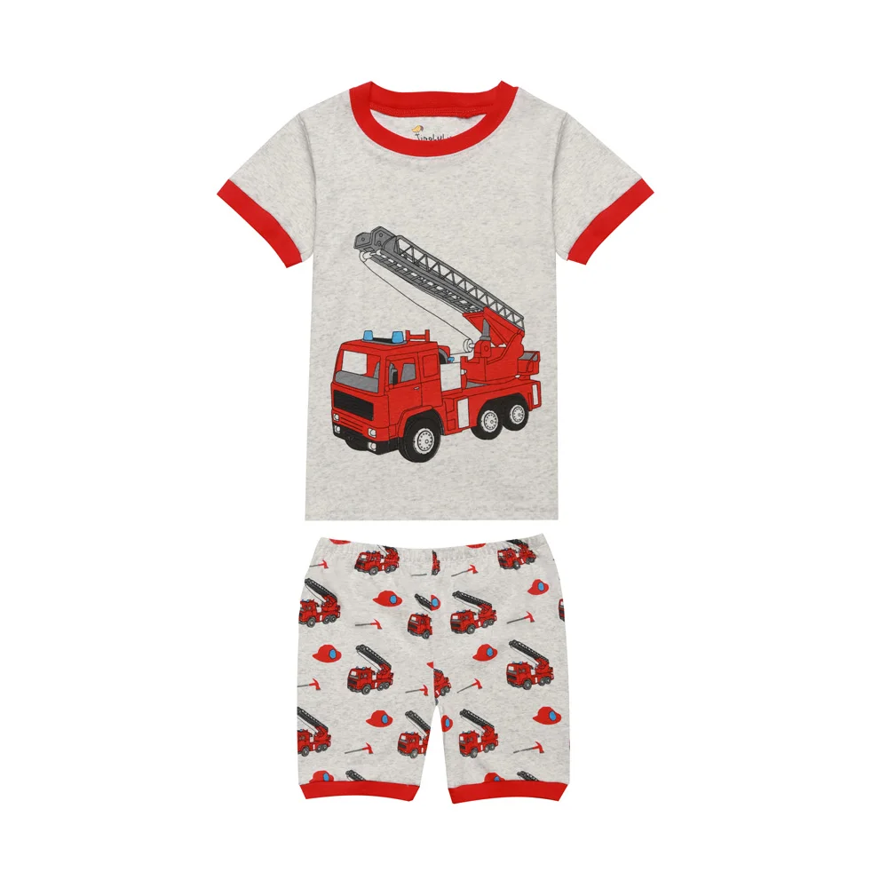 pajama sets affordable	 Summer Boys Fire Truck Pajamas Children Excavator Print Pajama Kids Cotton Sleepwear Baby Nightwear Pijama Unicornio Infant Pjs baby nightgowns	 Sleepwear & Robes