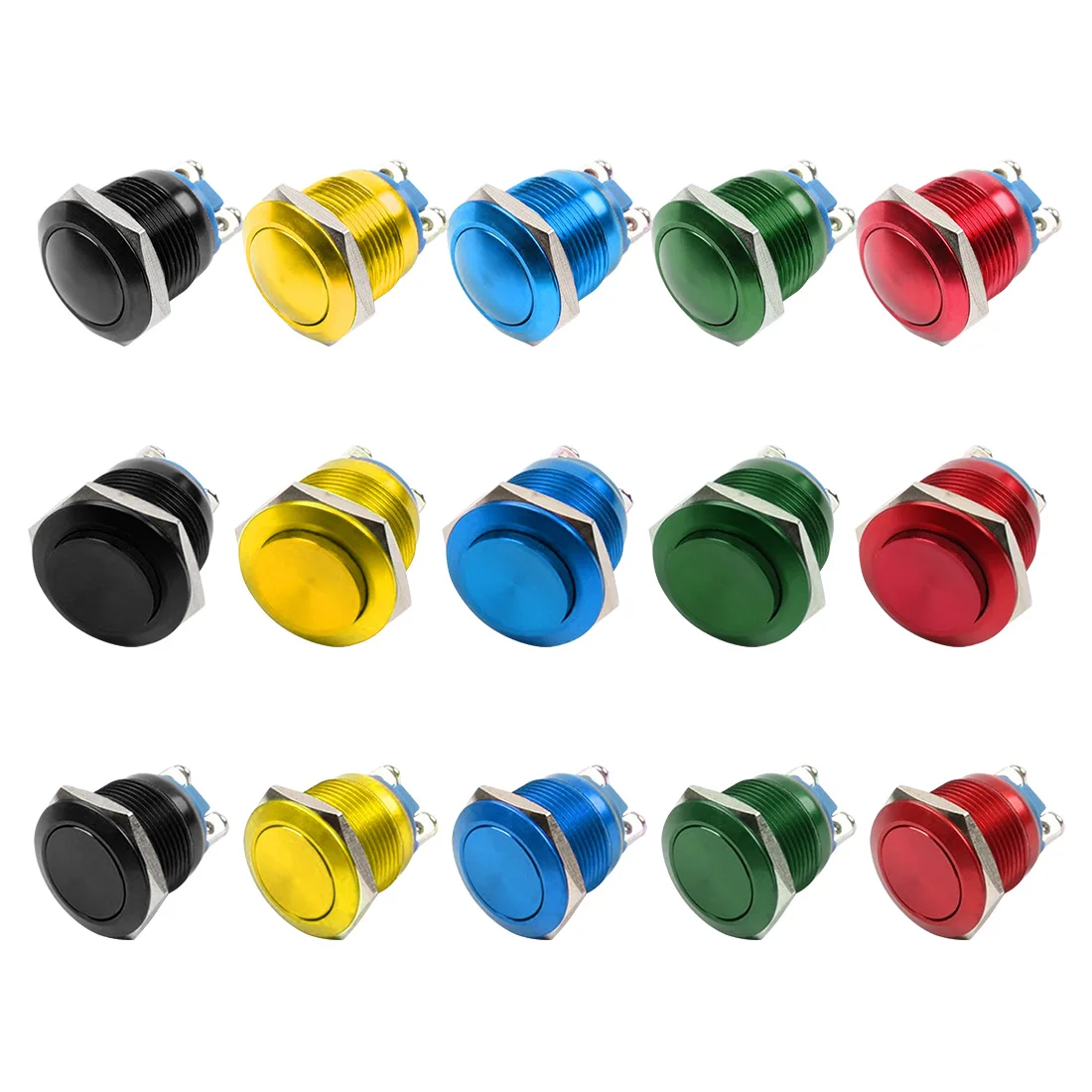 

16mm Waterproof Reset Metal Push Button Switch High Flat Round Head Door Bell Horn Car Auto Engine Start