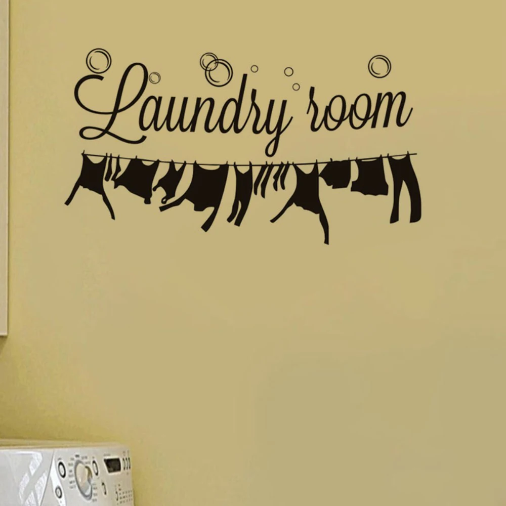 

"Laundry" Laundry Room Decorative Carved Wall Can Remove Stickers: Black