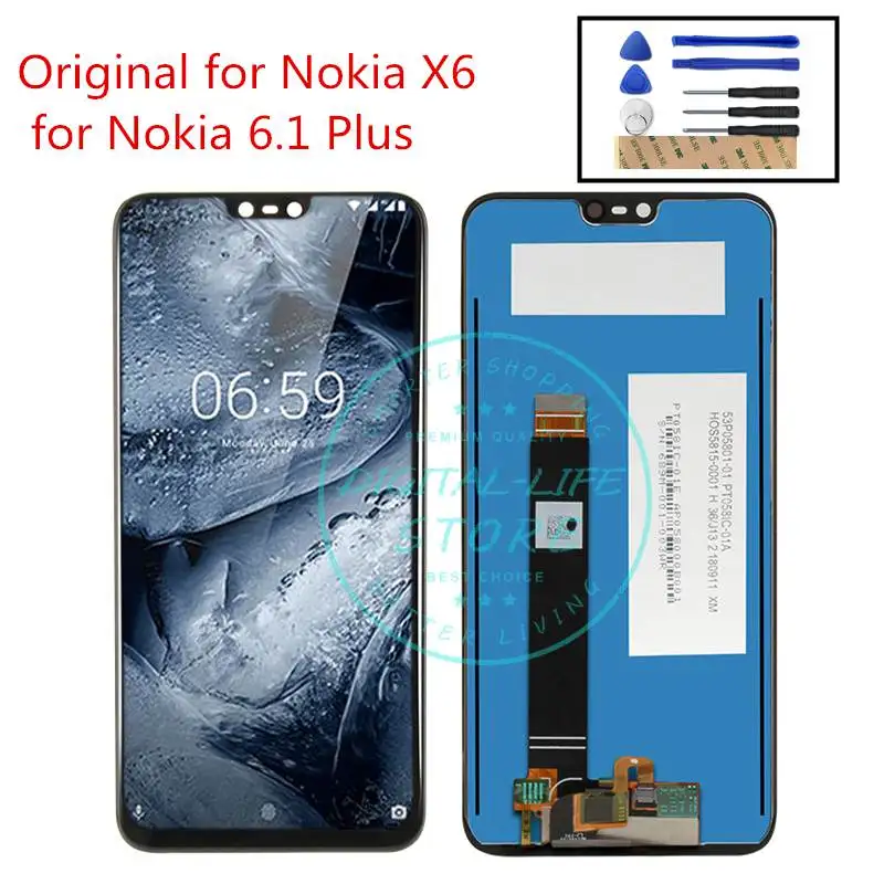 Для Nokia 6,1 Plus ЖК-дисплей сенсорный экран 5," для Nokia X6 TA-1099 ЖК-дигитайзер сборка Замена Запчасти для ремонта