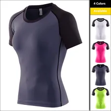 Женская спортивная футболка с коротким рукавом, черный и красный/серый/зеленый/белый, сшитые топы для фитнеса, бега, йоги, для девочек, быстросохнущие, для тренажерного зала