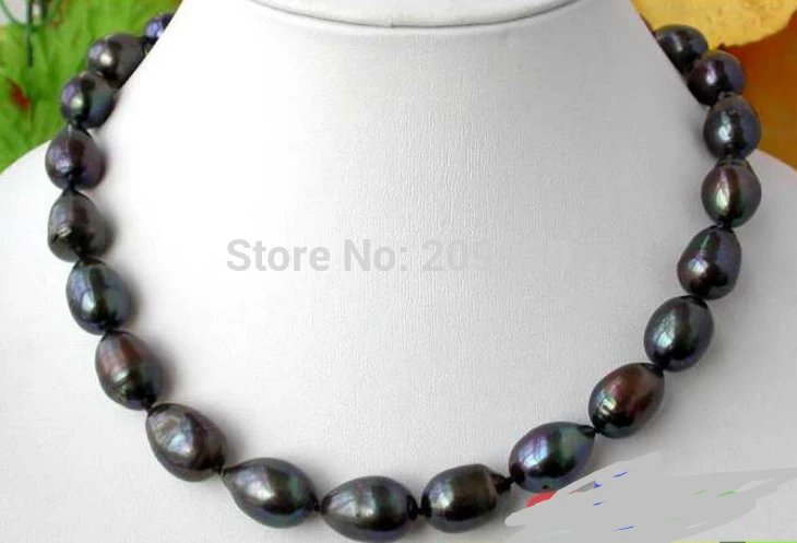 

FREE SHIPPING>>>@@ AS2636 HUGE 17" 19MM BLACK DRIP FRESHWATER CULTURED PEARL NECKLACE