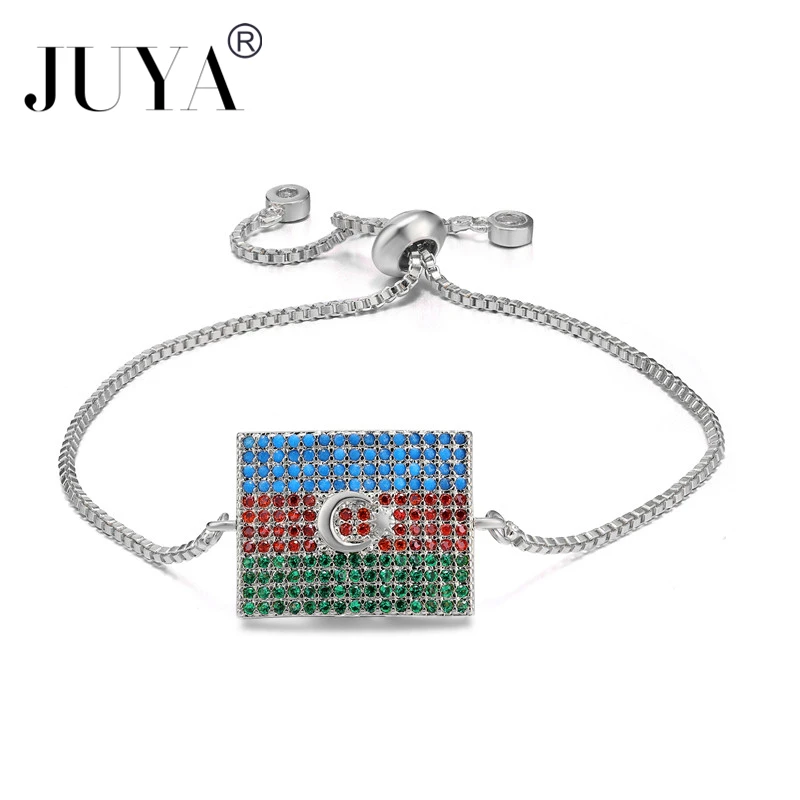 

Top Quality Multi-Color AAA Zirconia Azerbaijan country Flag Bracelets For Man Woman Jewelry Accessories pulceras para mujer