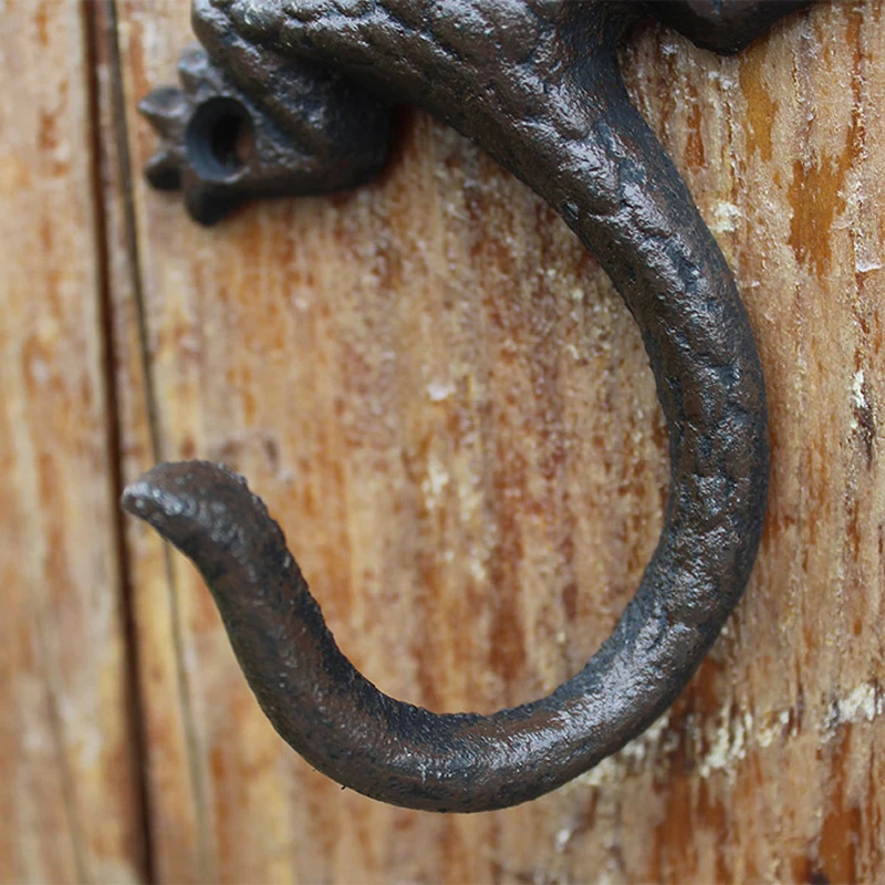 Европейская старинная деревенская железная стена геккон дизайн ящерица домашний садовый декор чугунный настенный крючок