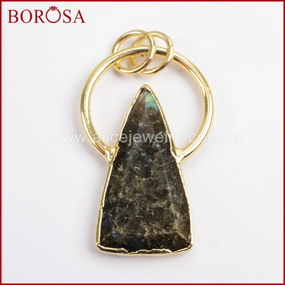 BOROSA Золотой/Серебряный цвет треугольник натуральный лабрадорит кулон для