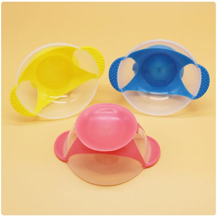 1Pc Baby Infant with Double Ear Shaped Handles Kids Children Training Spoon Bowl Set Antiskid Suction Cup Feeding Bowl Spoon