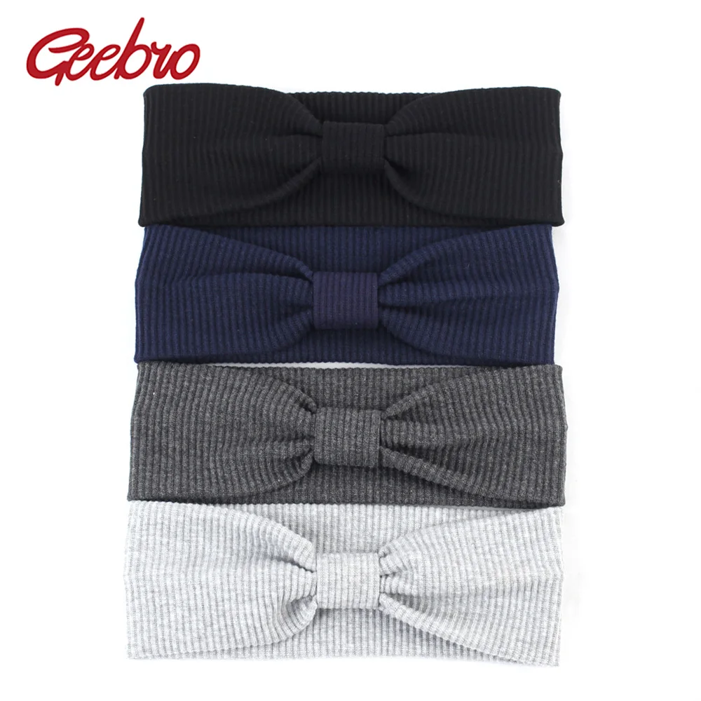 

Geebro Women's Plain Headband Winter Cotton Ribbed Knot Hair Band For Girls Femlae Elastic Stretch Head Bandage Hair Accessories