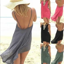 2018 Summer Fashiom Plain Stitching Edging Irregular Halter Shirt Women's Long Tops Beach Dress 2018 Summer Fashiom Plain Stitching Edging Irregular Halter Shirt Women's Long Tops Beach Dress