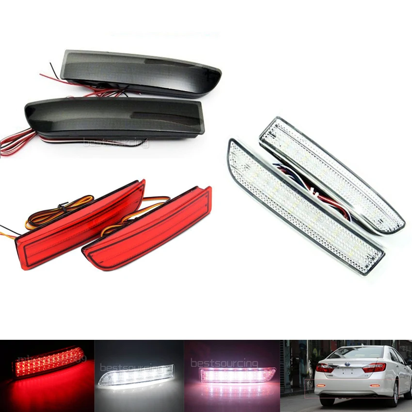 

Pair Rear Bumper Reflector Brake Stop Light Tail Reverse Running Turning Assembly Lamps 12V Fog Lamps For TOYOTA-alphard RV4 MKI