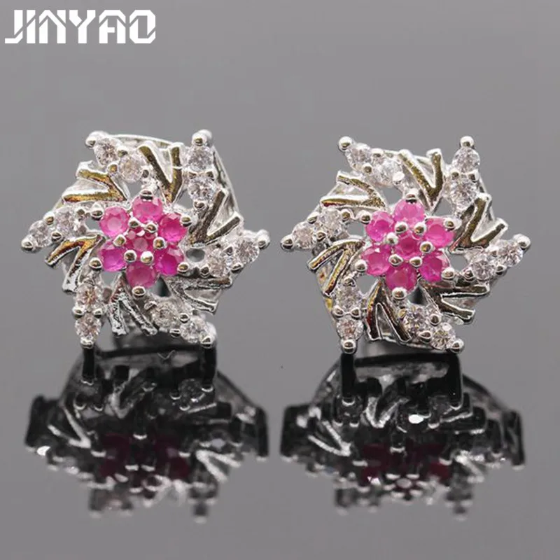 

JINYAO White Gold Color Cubic Zirconia Stud Earring For Women 4colors