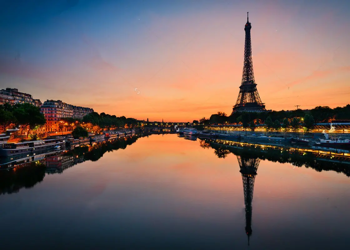 Sunrise Eiffel Tower Paris France River City Themed Photo Backdrop ...