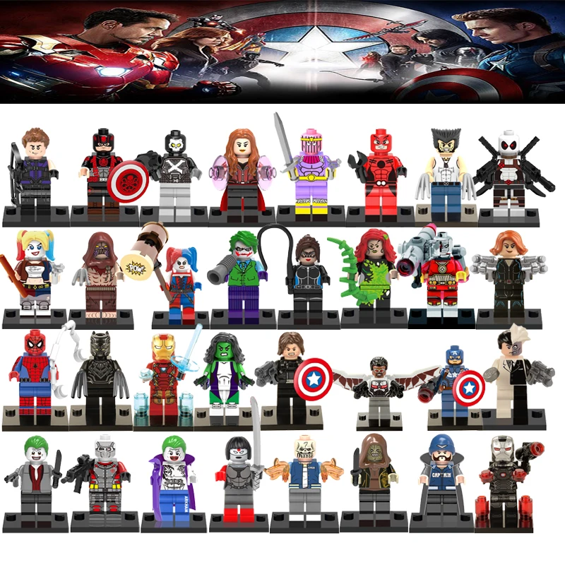 

1Pcs Super Heroes Figure Dr Octopus Starfire Killer Croc Vulture Katana Mysterio Robin Electro Building Blocks Toys