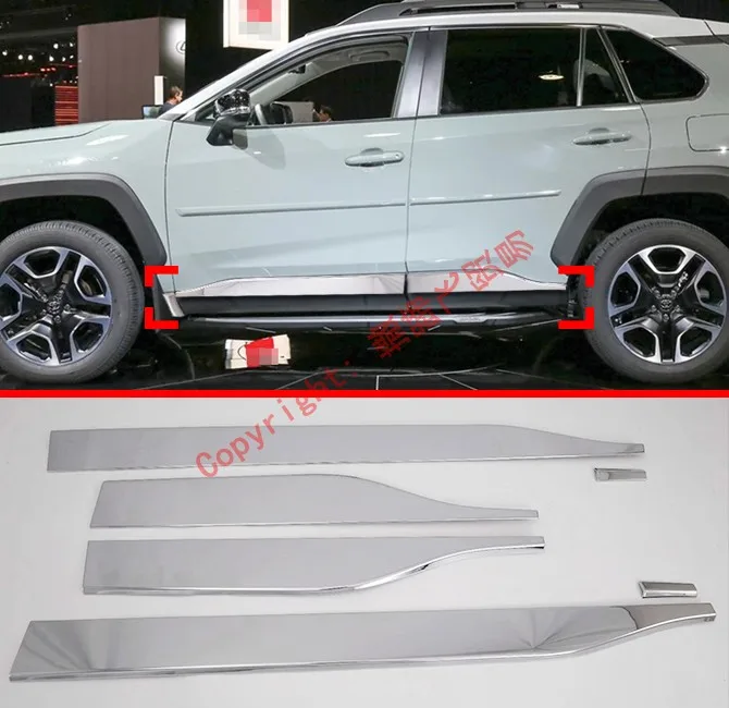 ABS Chrome Side Door Body Molding Moulding Trim For Toyota Rav4 2019