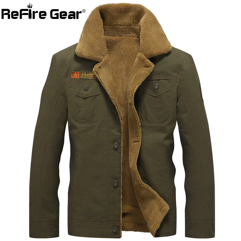 

ReFire Gear Winter Army Airborne Pilot Tactical Jacket Man Warm Military Jacket Coat Men's Thick Liner Air Force Cotton Jackets
