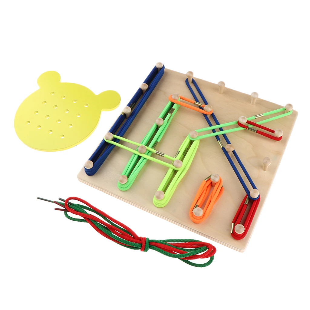 Kids Wooden Geoboard Geometric Mathematics Teaching Tool Kids Preschool Toys Montessori Early Learning Educational Puzzle Toy