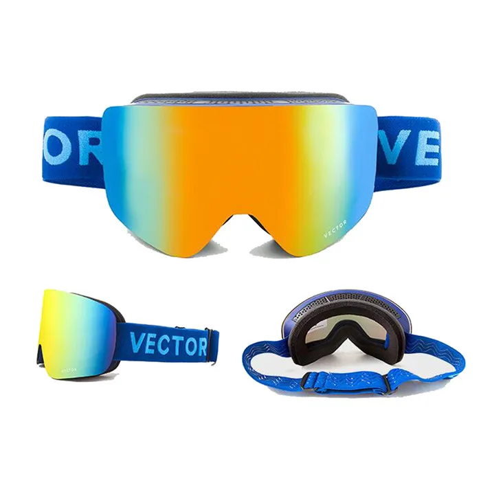 Цилиндрические лыжные очки противотуманные двухслойные UV400 линзы съемный нескользящий ремешок Солнечный облачный день ночь Сноубординг солнцезащитные очки