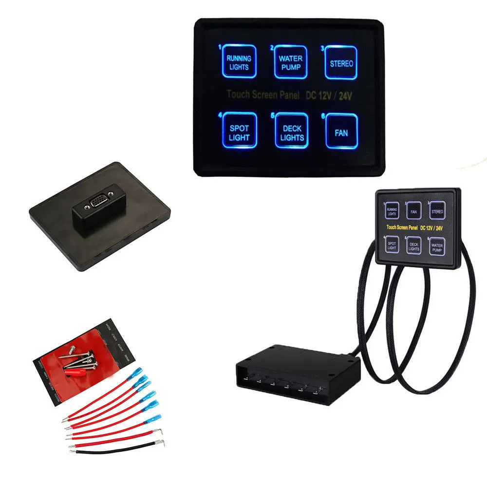 12V24V 6 Gang LED Switch Panel Slim Touch Control Panel Box for Car Marine Boat Caravan (6)