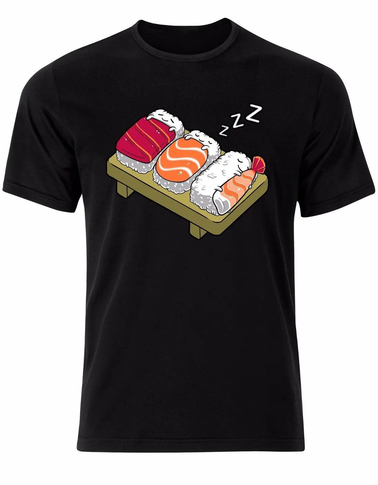 

Sleepy Sushi Cute Relax Chopsticks Roll Nori Japan Soy Sauce Men Tshirt 100% Cotton
