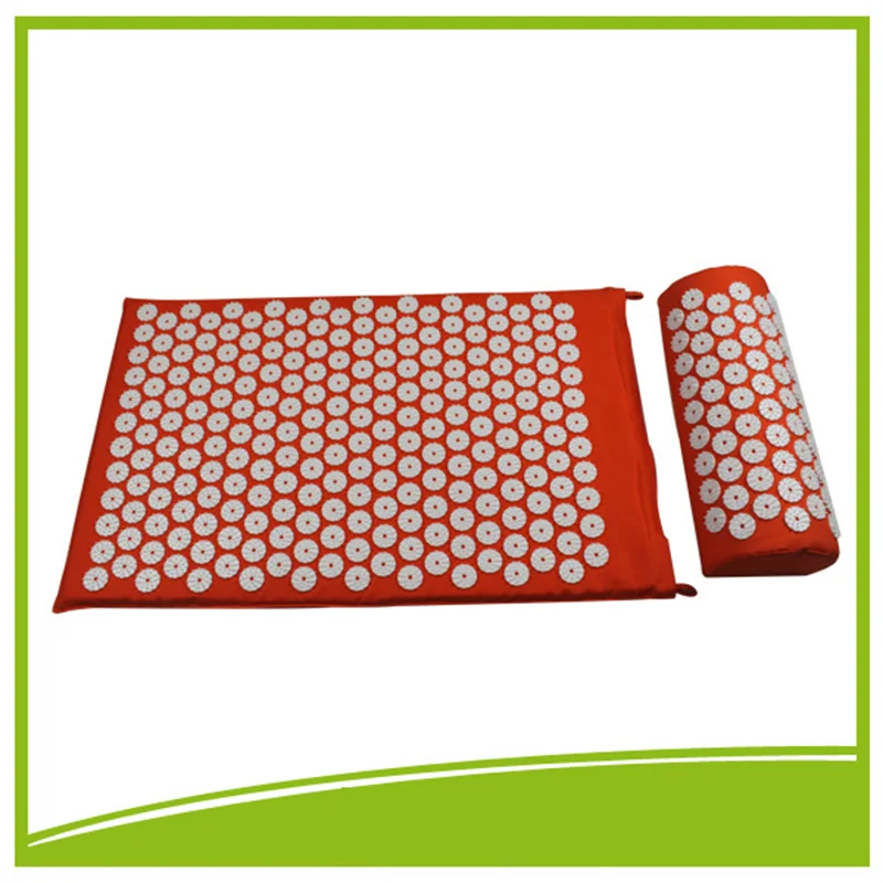 

New!!Back and Neck Pain Relief Acupressure Mat and Pillow Set - Relieves Stress, Back, Neck, and Sciatic Pain Massage Orange