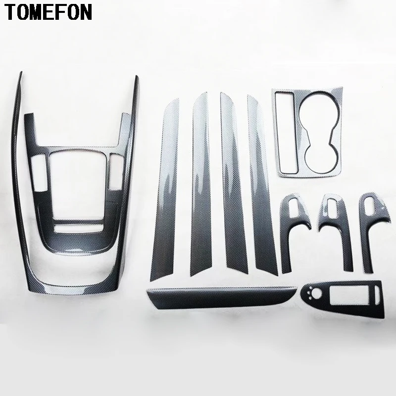 TOMEFON plástico fibra de carbono pintura engranaje delantero Shif Panel marco ventana interruptor manija ajuste piezas interiores para Audi A4L 2009 -2016 TOMEFON plástico fibra de carbono pintura engranaje delantero Shif Panel marco ventana interruptor manija ajuste piezas interiores para Audi A4L 2009 -2016