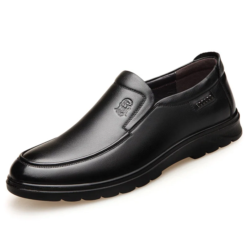 

Factory direct famous brand leather genuine men's shoes breathable wear top layer leather business shoes round head casual shoes