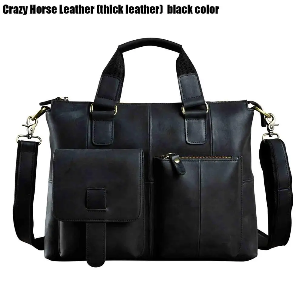 Мужской офисный портфель из натуральной кожи Maletas, деловой портфель, 15,6 дюймов, чехол для ноутбука, портфель, сумка Maletin, сумка-мессенджер, B260 - Цвет: crazyhorse black