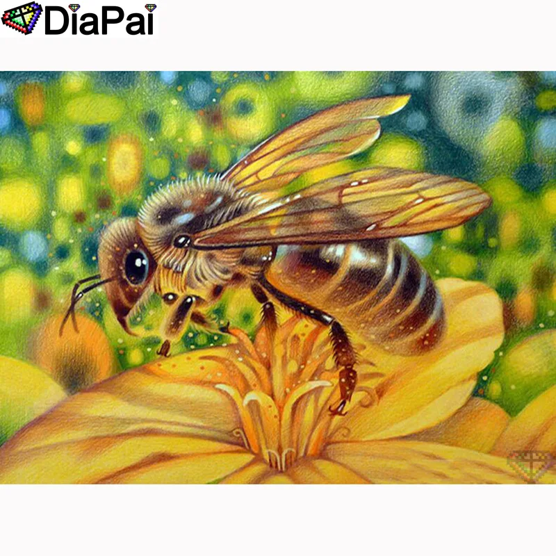 DIAPAI 100% Full Square/Round Drill 5D DIY Diamond Painting &quotFlower bee&quot Embroidery Cross Stitch 3D Decor A21588 | Дом и сад
