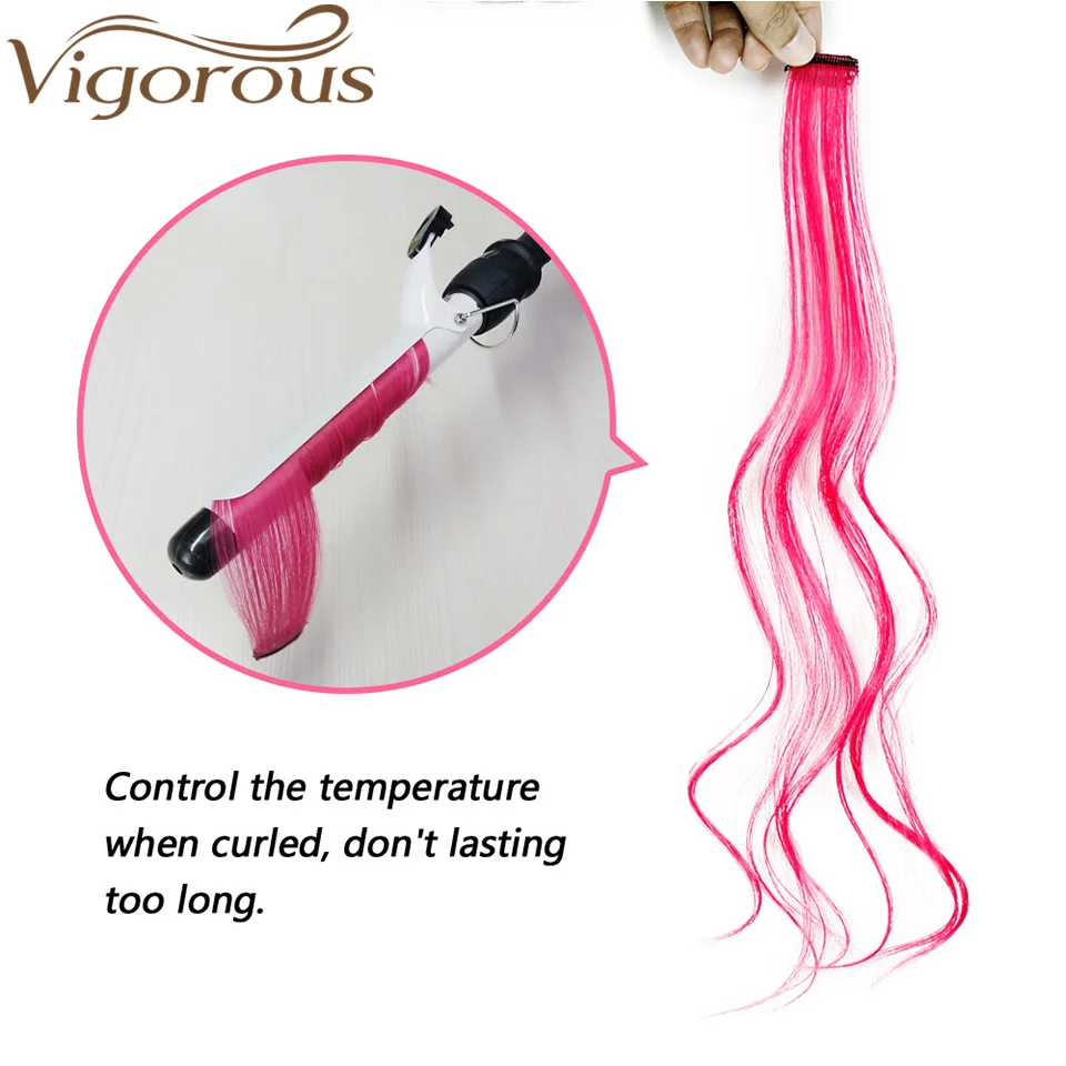 Vigorous Single Clip In One Piece Synthetic Long Straight Hair Extensions Heat Resistant Two Tone Pink Purple Blue