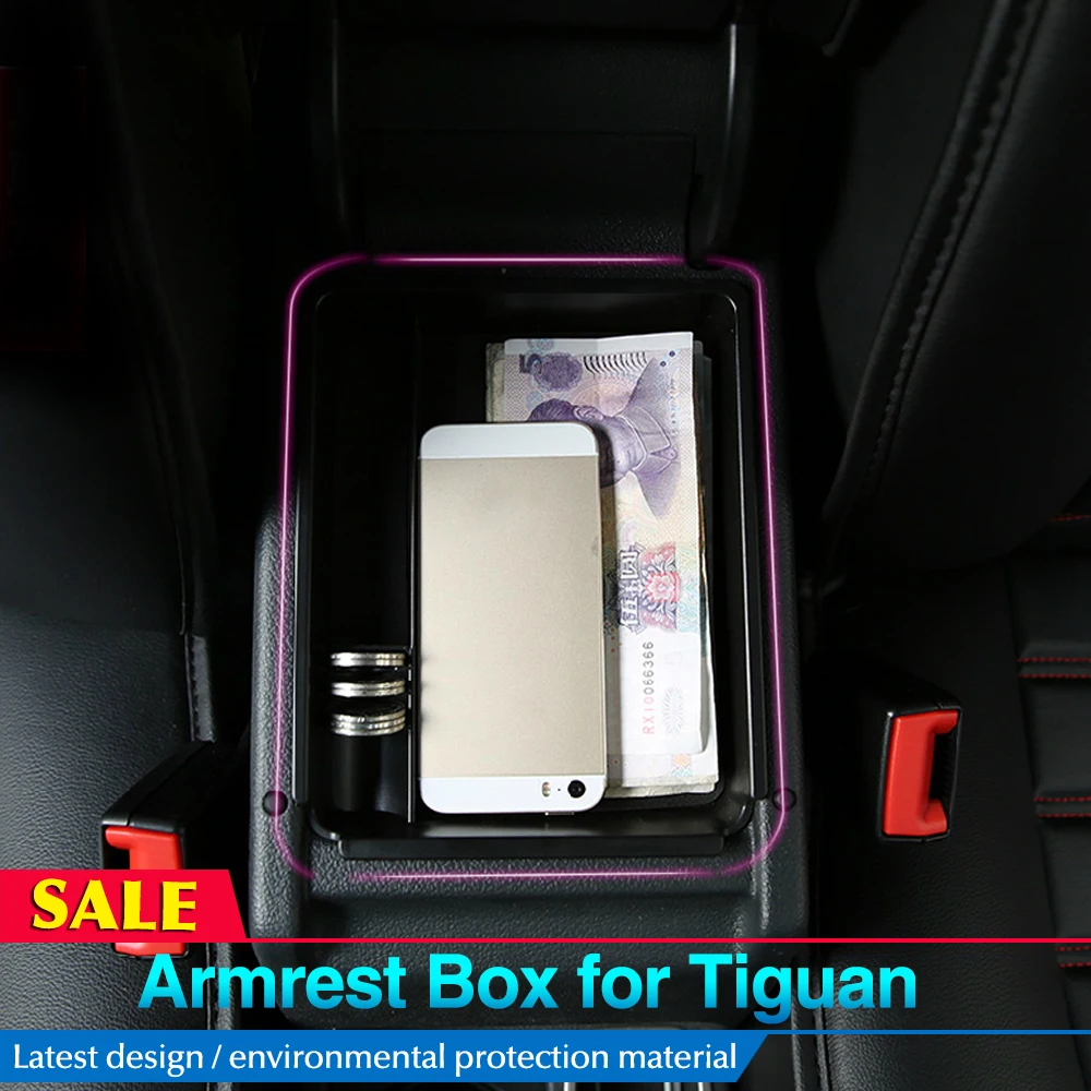 

For Volkswagen VW Tiguan 2009 2010 2011 2012 2013 2014 2015 Car Console Secondary Storage Armrest Container Box Tray Organizer