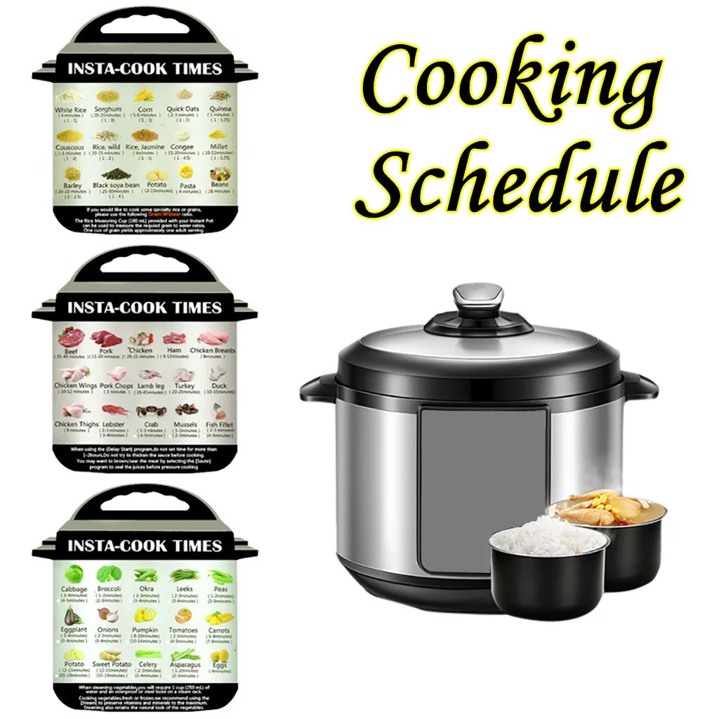 

3Pcs Cooking Schedule Magnetic Cheat Sheet Food Cooking For Instant Pot Cooking Schedule Pot-shaped Magnetic Cheat Sheet