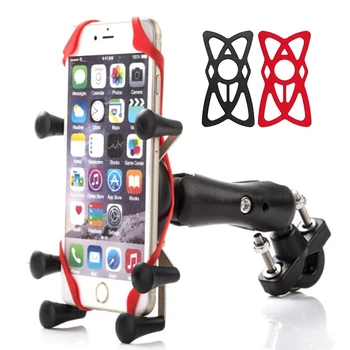 

Motorcycle Handlebar Bike Cell Phone Mount Bracket Holder Support Bicycle w/Silicone X-grip Phone Stand for iPhone Xs Max XR GPS