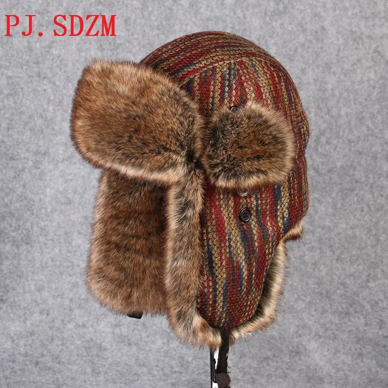 

PJ.SDZM 2017 New Winter Casual Hats High Quality Men Women Windproof Warm Bomber Hats Motorcycle Flight Ear Protect LF0003
