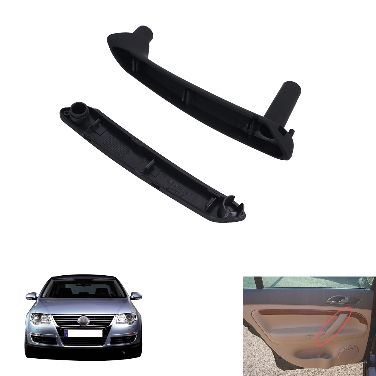 Black Car Interior Rear Left Door Pull Grab Hand Rail Handle With Trim