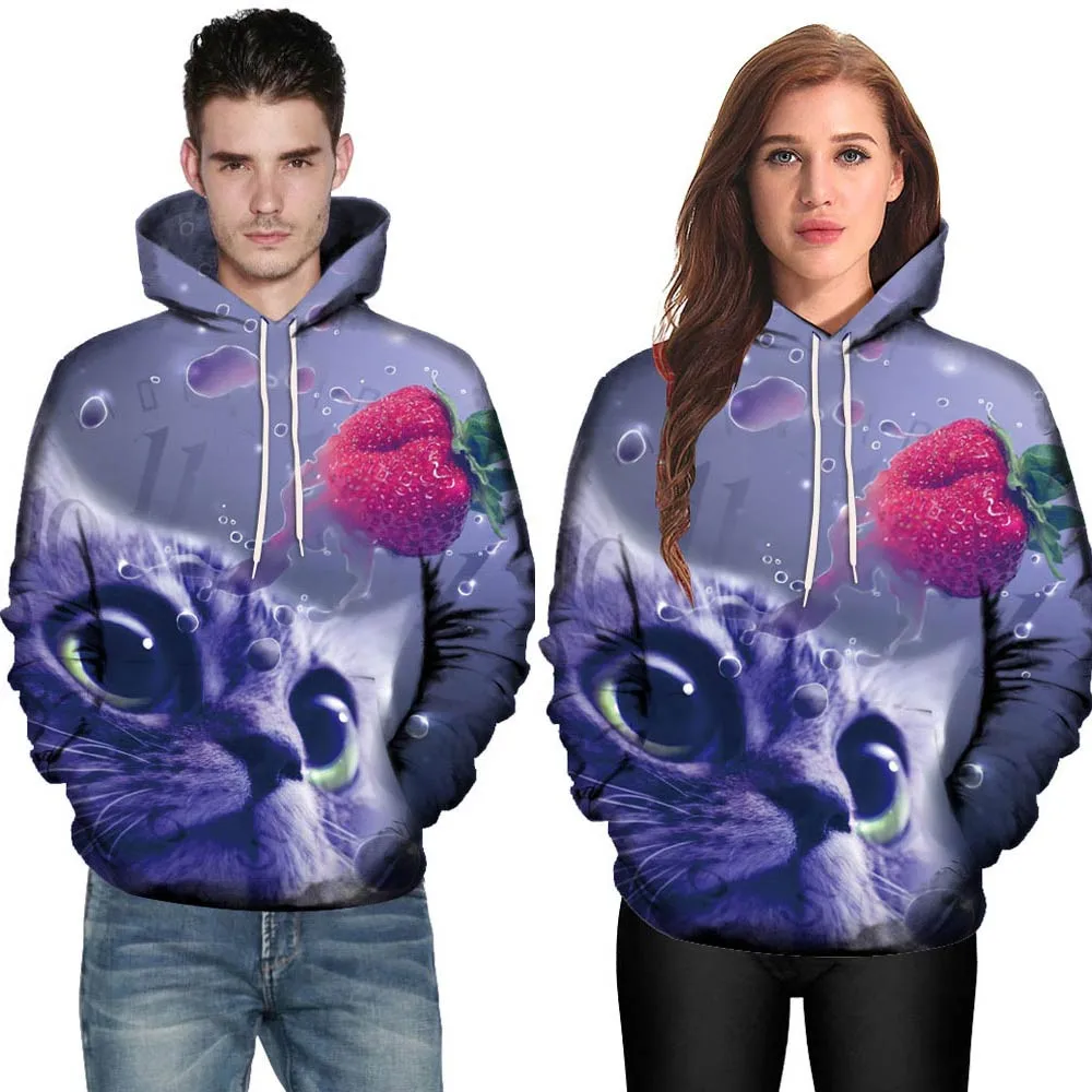 

Hoodies & Sweatshirts Men and Women Mode 3D Cat Print Long Sleeve Couples Hoodies Top Blouse Shirts толстовка、худи、sweatshirt
