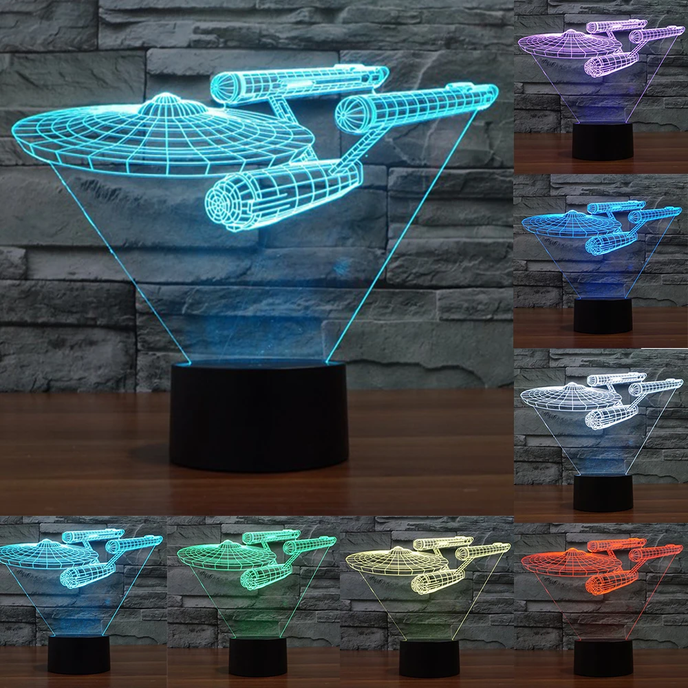 Предпри 7 цветов изменить Star Trek 3D линкор лампа Цвет ful светодиодный визуальный