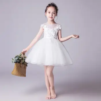 

2019 Kids Elegant Lace Flower Girls Princess Dress Teen Girl Pageant Wedding Prom Gown Children Formal Occassion Party Dress Q14