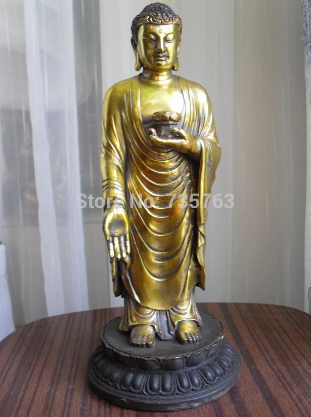 

xiuli 00730 28 cm tall OLD Tibetan Buddhist bronze amitabha with lotus buddha statue
