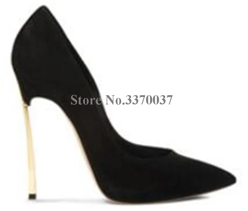 Высококачественные женские модные из замшевой кожи с острым носком на металлическом каблуке Насосы 10 см 12 см шпильке вечернее платье обувь