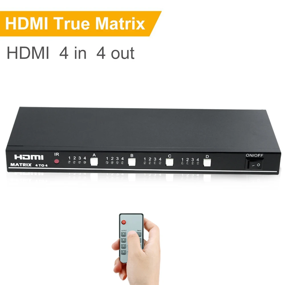

Aikexin HDMI Splitter Switch 4 input 4 ouput HDMI True Matrix 4X4 Support IR Remote RS232 Switch 3D 1080P HDMI Matrix 4 in 4 out