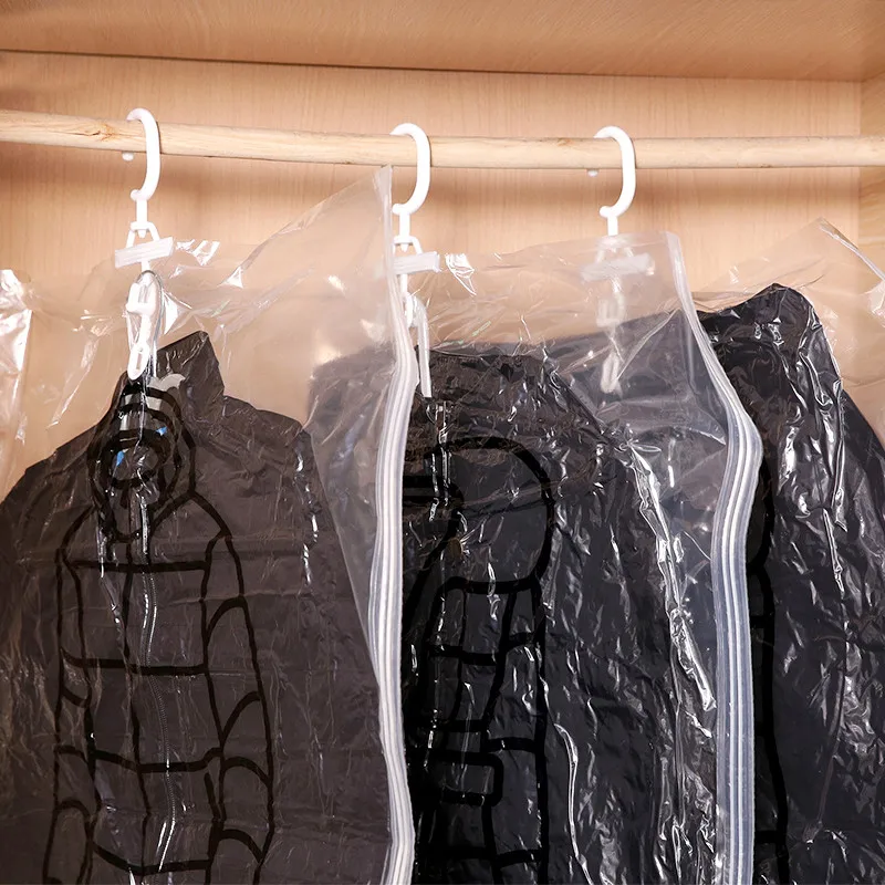 Hanging clothing compression storage bag transparent large thick down jacket vacuum vacuum bag