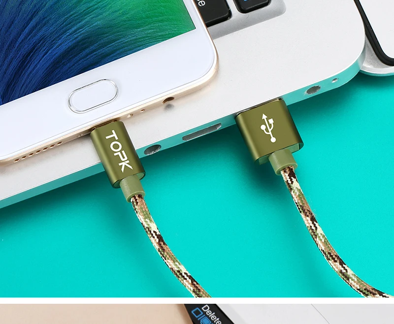 TOPK 5 шт микро USB кабель ультра прочный и кабель для передачи данных нейлоновая оплетка USB ЗУ для мобильного телефона кабель для samsung htc huawei