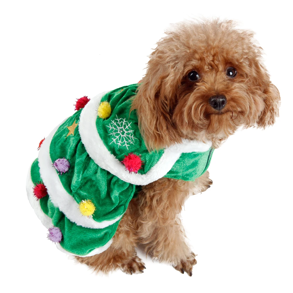 Зимняя одежда для питомца Рождественская одежда для собаки пальто зимняя одежда для щенка котенка Рождественская Елка зеленая теплая толстая