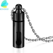 

Boniskiss Black Perfume Bottle Essential Oil Diffuser Women Stainless Steel Necklaces & Pendants Collier Femme Ashes Jewelry