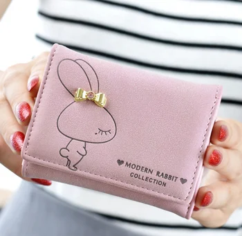 

by dhl or ems 50pcs Fashion Wallet Women's Wallets Cute Coin Purse Cartoon Bunny Girls Short section Scrub wallet