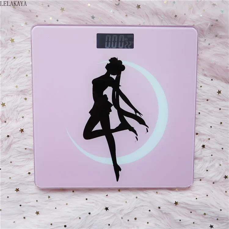 

26*26CM Sailor Moon Action Figure Tsukino Usagi Creative Tempered Glass Electronic Digital Body Scale Weight Balance LCD Display