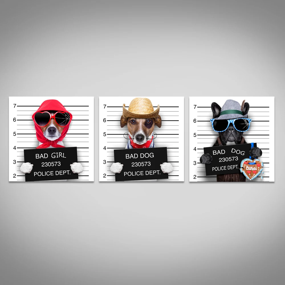 Funny Dog Canvas Wall Decor Prison Dog Cool Bulldog Hd
