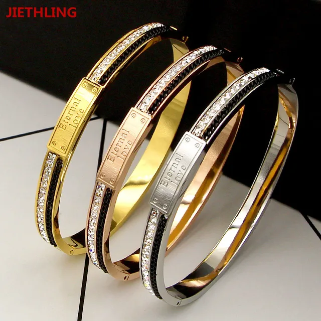 Exquisite Women Love Cuff Bracelets Bangles Black Chains Small Exquisite Women Love Cuff Bracelets Bangles Black Chains Small Square Crystal Eternal Bracelet Famous