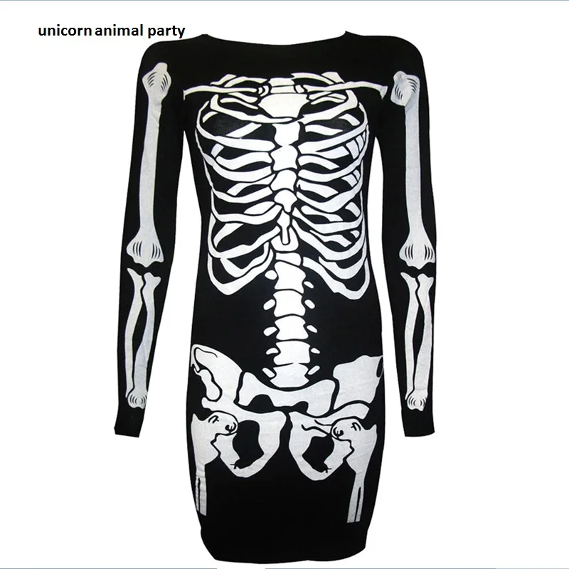 

2017 Foreign Trade European New Pattern Halloween Clothing Number Printing Cosplay Long Sleeve Dress Goods In Stock